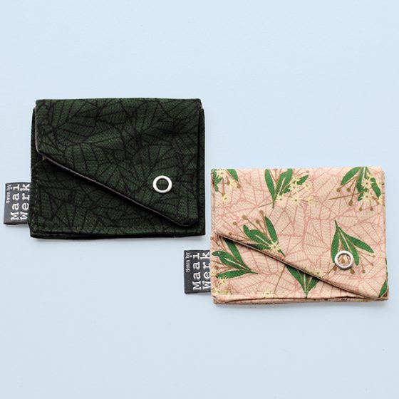 Kleine portemonnee voor kaarten in biokatoen roze bloesem