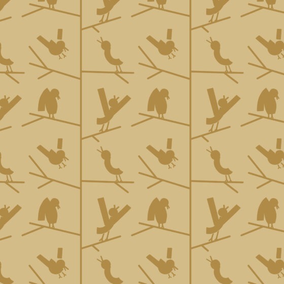 Spreeuwen in bomen print in beige